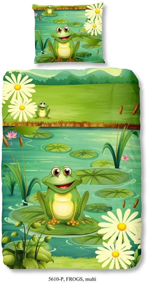 Good Morning dekbedovertrek Frogs - groen - 140x200/220 cm - Leen Bakker
