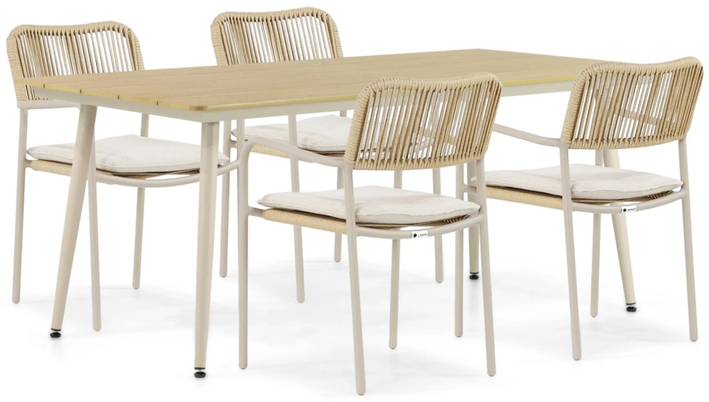 Tuinset 4 personen 180 cm Aluminium/rope Taupe Coco Penya/Matale