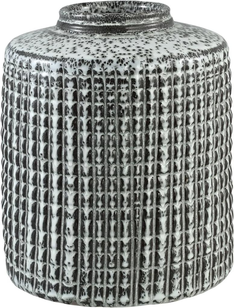 PTMD Collection | Bloempot Jacky lengte 21 cm x breedte 21 cm x hoogte 25.5 cm zwart bloempotten keramiek decoratie vazen & bloempotten