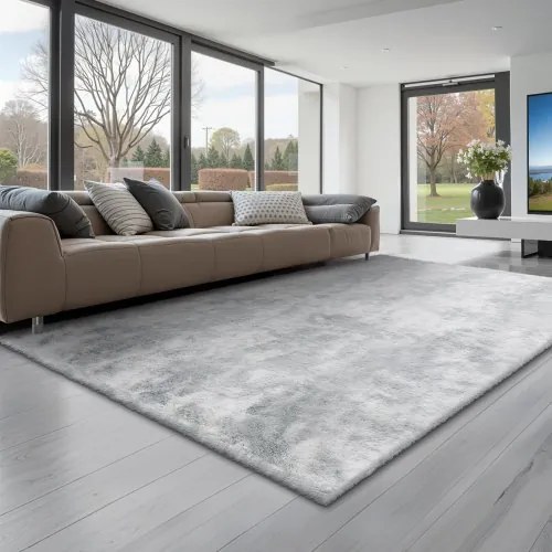VEVOR Hoogpolig Vloerkleed 2743x1829 mm, pluche woonkamer vloerkleed met drielaags materiaal, vloerkleed voor woonkamer, slaapkamer, serre, pluisvrij en zacht, antislip, grijs gemengd