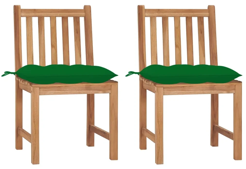 vidaXL Tuinstoelen 2 st met kussens massief teakhout