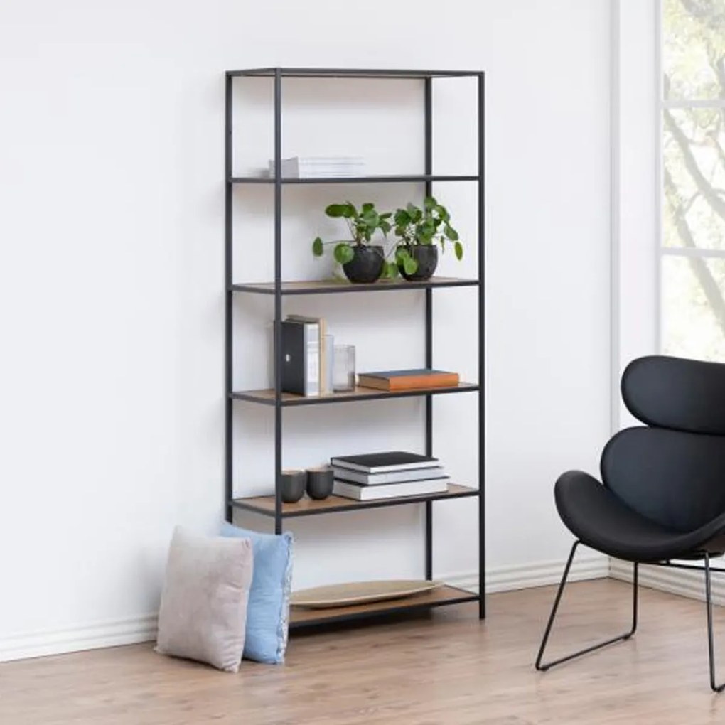 Boekenkast Met Metalen Frame - 77x35x185cm.