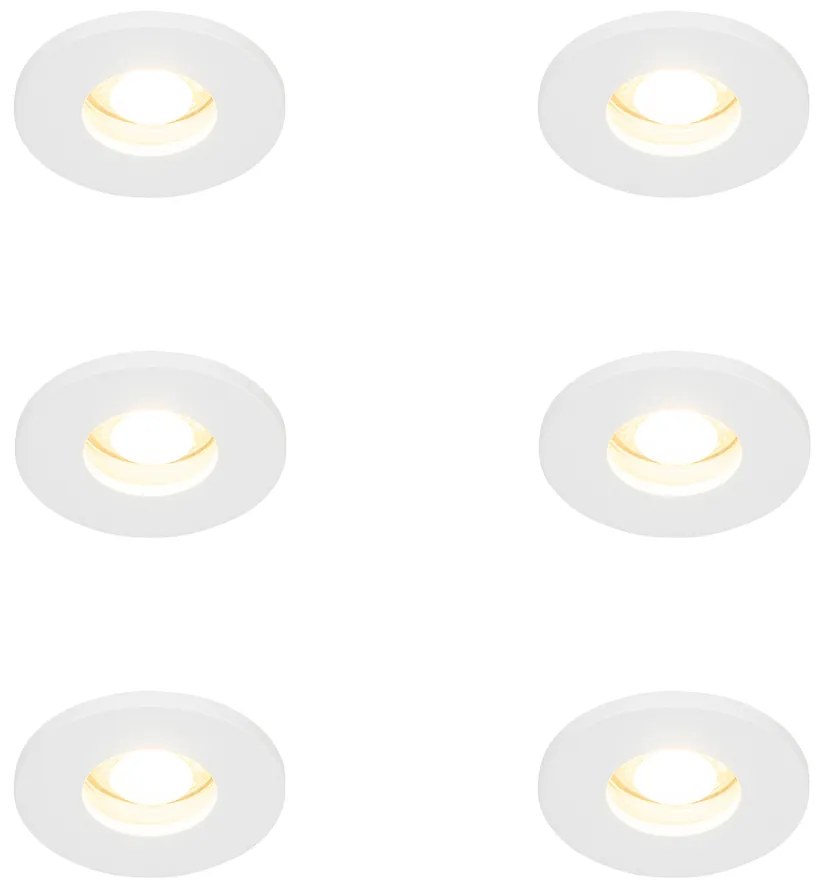 Set van 6 Moderne badkamer inbouwspot wit - Shed GU10 IP54 Lamp