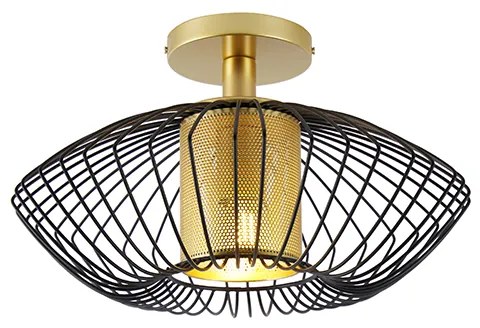 Design plafondlamp goud met zwart - Dobrado Design E27 rond Binnenverlichting Lamp