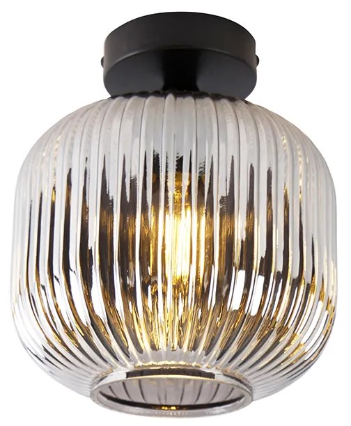 Smart plafondlamp zwart met smoke glas incl. Wifi A60 - Karel