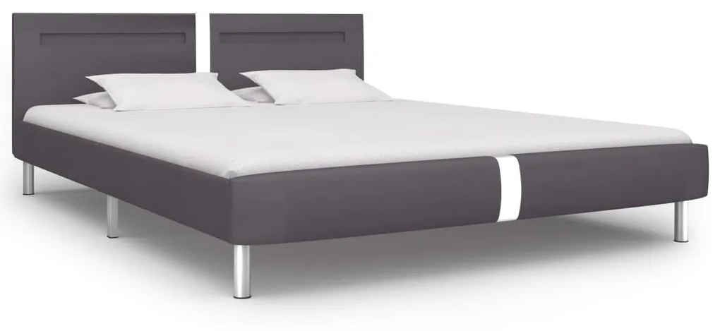 vidaXL Bedframe met LED kunstleer grijs 180x200 cm