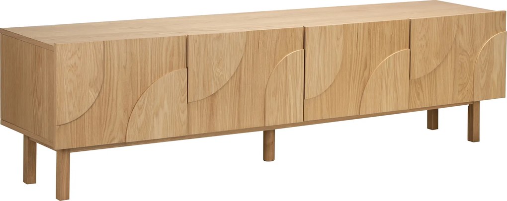 Eiken Tv-meubel Met 3D Vormen - 200x40x55cm.