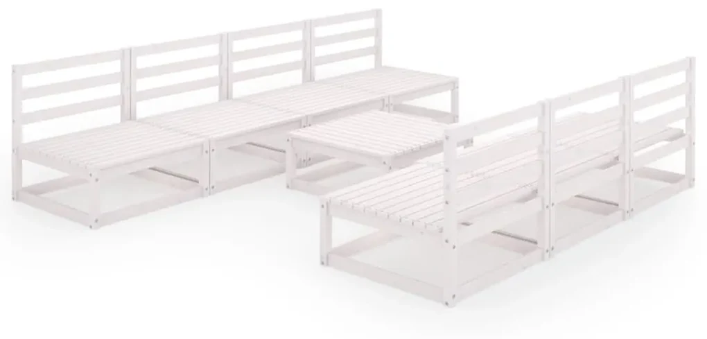 vidaXL 8-delige Loungeset massief grenenhout wit