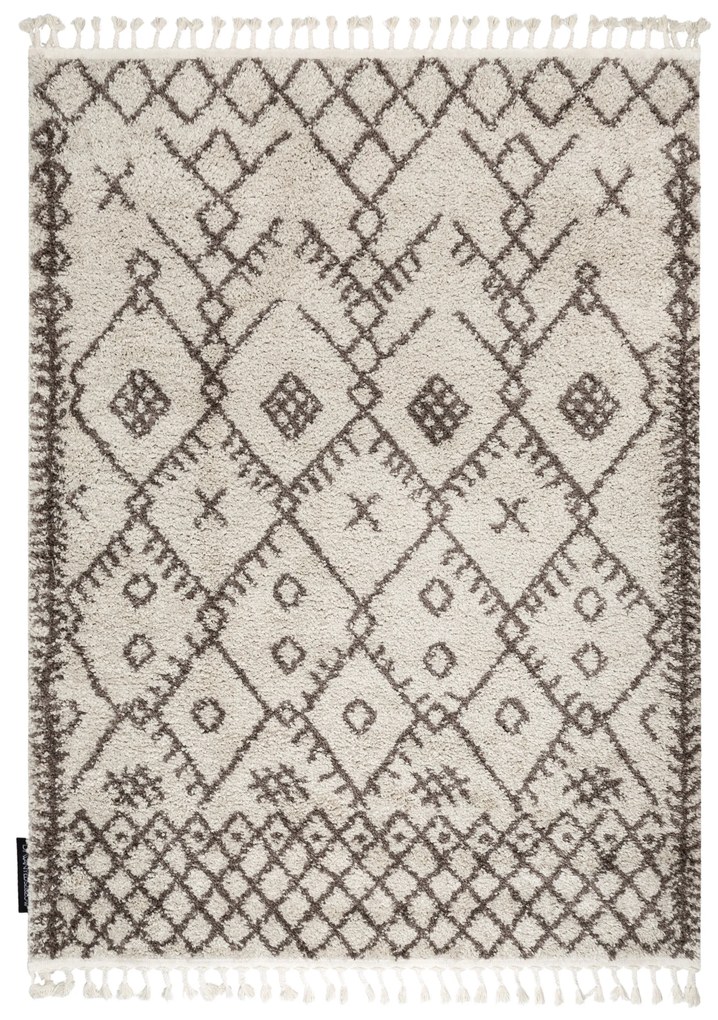 Tapijt BERBER TANGER B5940 crème / bruinrand ,  Barber , marokkaanse shaggy