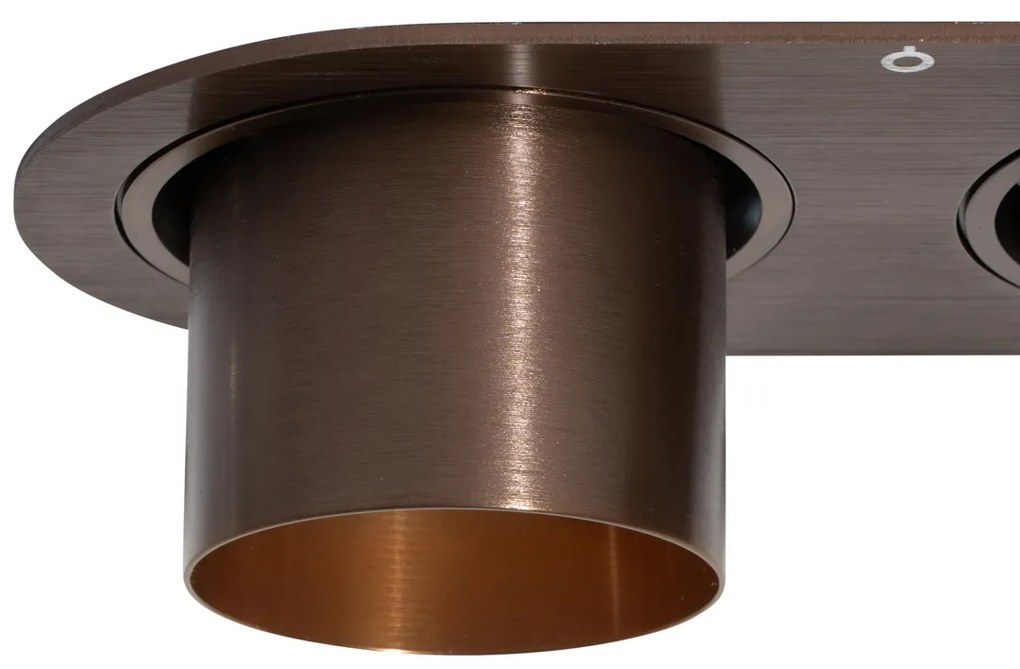 Afgeronde inbouwspot donkerbrons GU10 50mm 2-lichts - Installa Modern GU10 Binnenverlichting Lamp