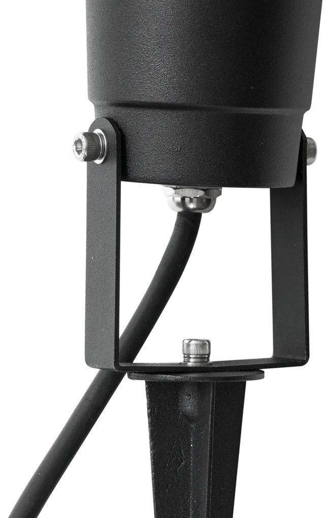 Buitenlamp Prikspot zwart incl. LED verstelbaar IP65 met snoer en stekker - Basic Modern IP65 Buitenverlichting rond