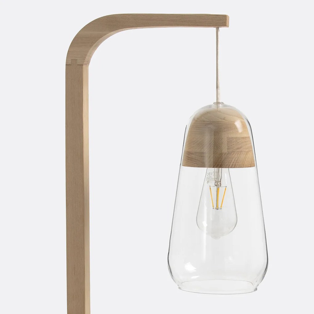 Staande lamp in glas en hout Nasoa