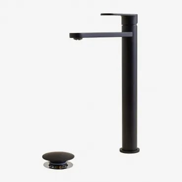 Alameda Wastafelkraanset Van Messing En Orveta Click-clack Wastafelafvoer Van Roestvrij Staal En Messing. ↑30 Cm & Matzwart & Klep Met Overloop -