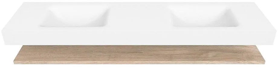 Zaro Alan badmeubel 190cm met planchet washed oak en vrijhangende wastafel cloud dubbel zonder kraangat talc