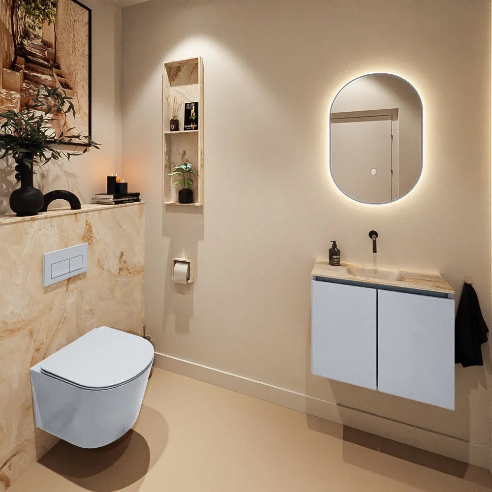 Mondiaz Ture DLux toiletmeubel 60cm clay met wastafel frappe midden zonder kraangat