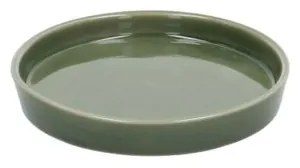 Bloempotschotel, aardewerk, donkergroen,Ø 13,5  cm