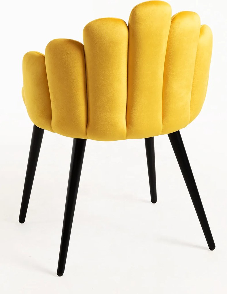 Set 4 Hand Fluwelen Stoelen Zwarte Poten