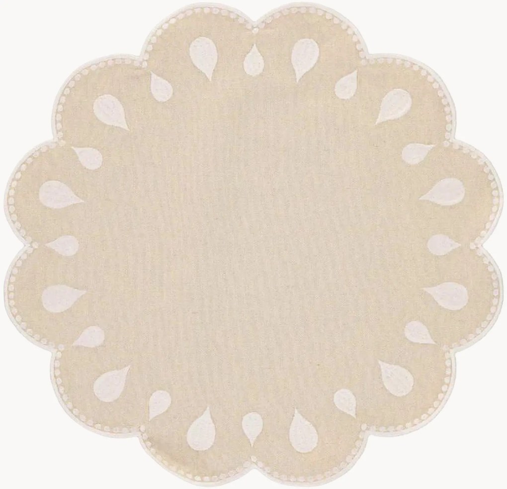 Ronde placemat Gotas met randborduurwerk