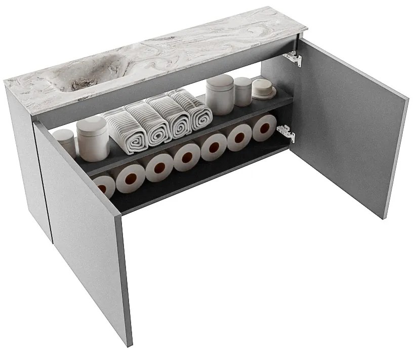 Mondiaz Ture DLux toiletmeubel 100cm plata met wastafel glace links met kraangat