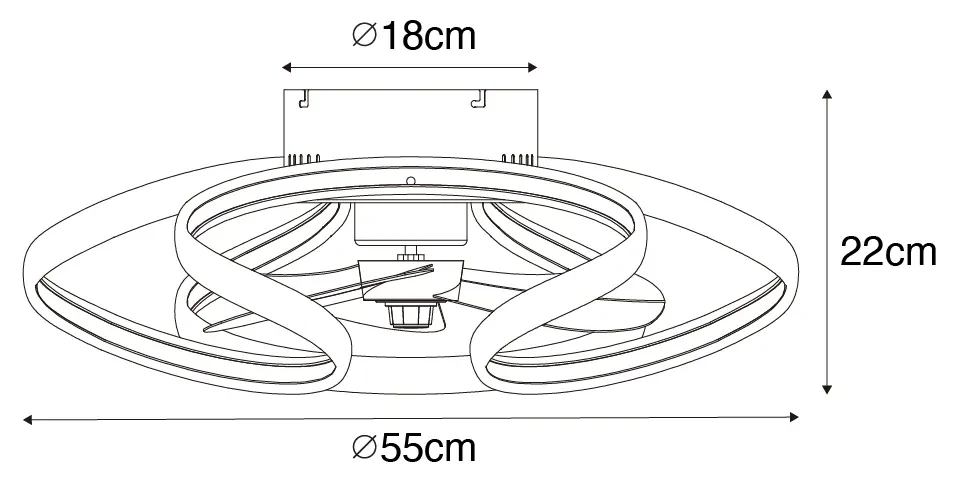 Plafondventilator met lamp zwart 55cm incl. LED dimbaar met afstandsbediening - Mandy Design rond Binnenverlichting Lamp