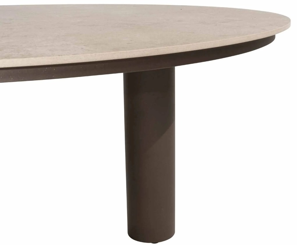 4 Seasons Outdoor Arizona tafel met rond keramisch blad zandkleur Ø 160 cm SALE Tuintafel bruin weerbestendig
