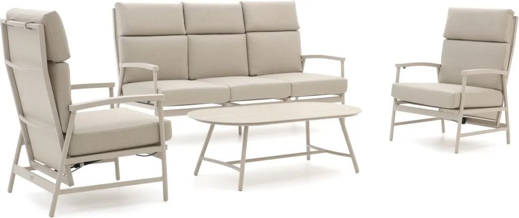 Stoel-bank loungeset Bellagio  | 5 personen | Loungeset Beige | Aluminium | Kees Smit Tuinmeubelen