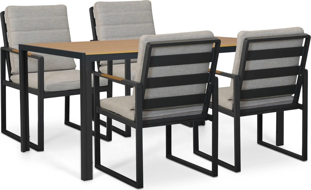 Tuinset 4 personen 150 cm Aluminium Grijs Lifestyle Garden Furniture Alessio/Creta