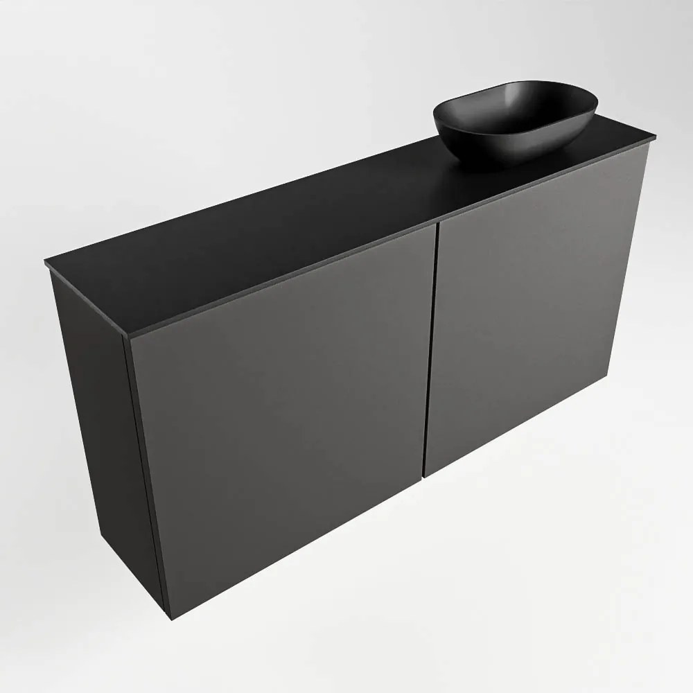 Mondiaz Fowy toiletmeubel 100cm dark grey met zwarte waskom rechts zonder kraangat