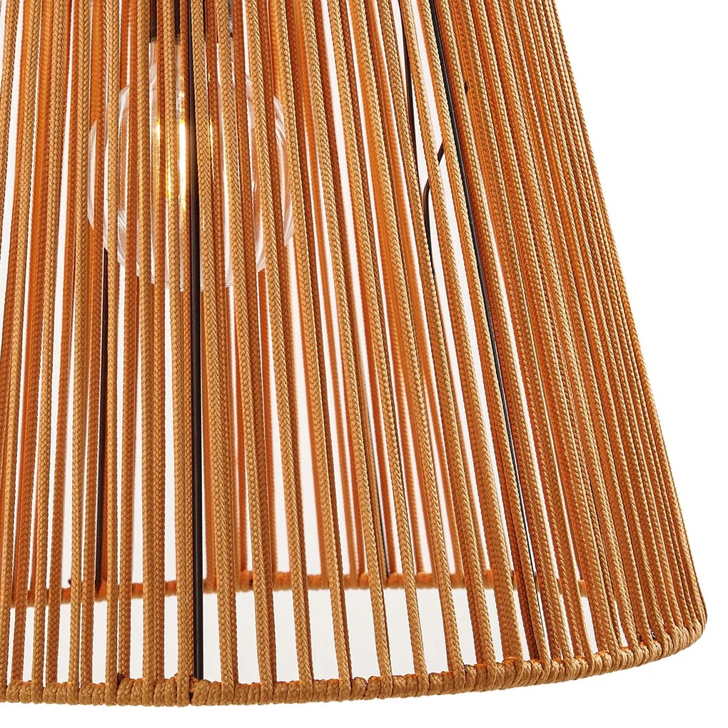 Buiten hanglamp zwart met oranje kappen van touw 3-lichts IP44 - CavaJapandi Minimalistisch E27 IP44 Buitenverlichting rond