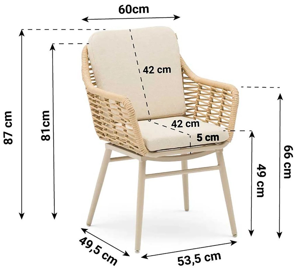 Tuinset Ronde Tuintafel 6 personen 180 cm Aluminium/wicker Taupe Coco Antoni/Fungo
