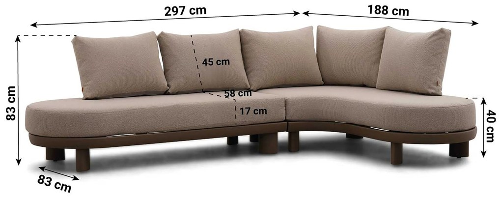 Hoek loungeset 4 personen Aluminium/Rope Taupe Santika Furniture Santika