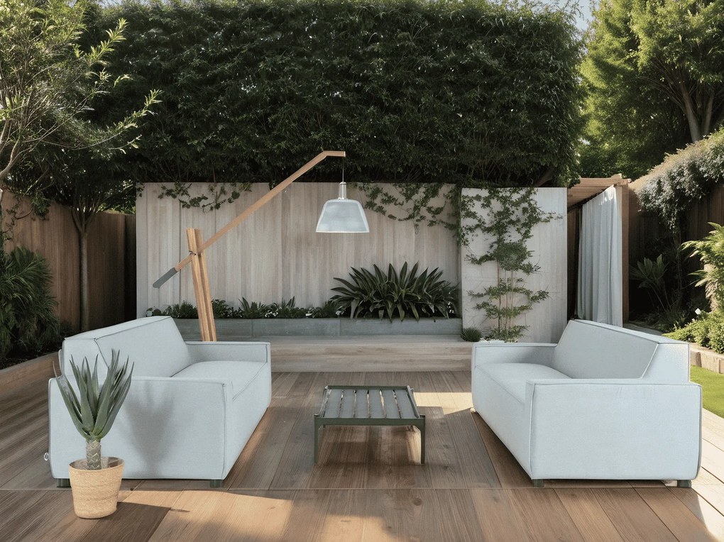 Flow. Club sofa set lead chiné All Weather loungeset Lichtgrijs Sunbrella loungeset Loungeset outdoor textiel - weerbestendig
