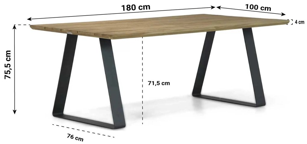 Tuinset 4 personen 180 cm Wicker/Aluminium/wicker Taupe Coco Azzano/Palta