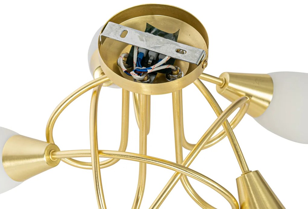 Klassieke plafondlamp goud met opaal glas 5-lichts - Inez