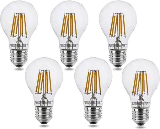 E27 LED Filament lamp 6W Warm Wit Dimbaar 6-Pack