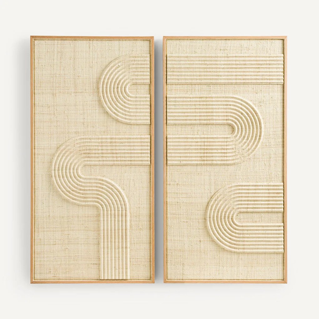 Wanddecoratie in duo, geweven palm, Telaga