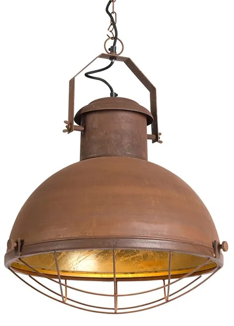 Industriële hanglamp roestbruin met gouden binnenkant - Engine