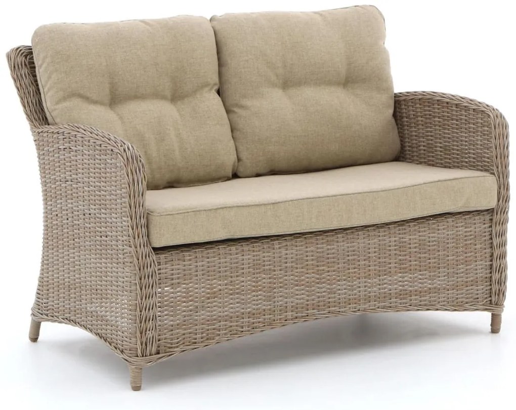 Loungebank Tuin Intenso   | Wicker (vlechtwerk) | 2 personen | Tuinbank Beige | 128cm | Incl. kussens | Kees Smit Tuinmeubelen