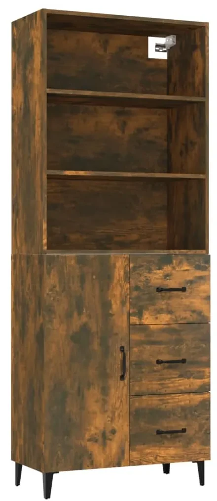 vidaXL Hoge kast bewerkt hout gerookt eikenkleurig