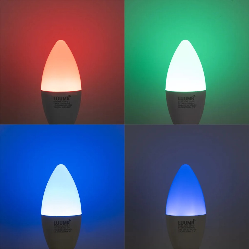 Set van 5 Smart E14 LED lampen C37 opaal RGBW 4.9W 470 lm 2700-6500K