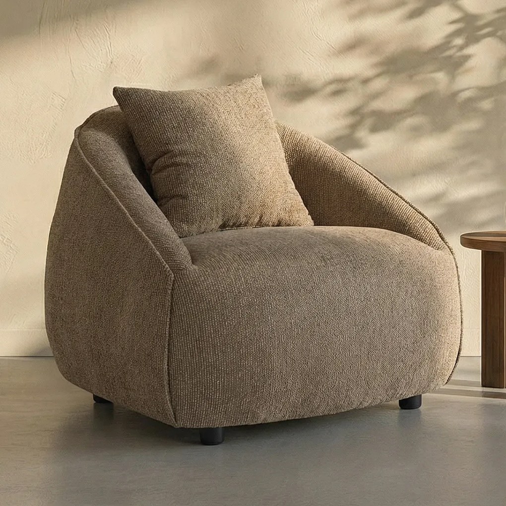 Taupe Fauteuil Met Ronde Rugleuning