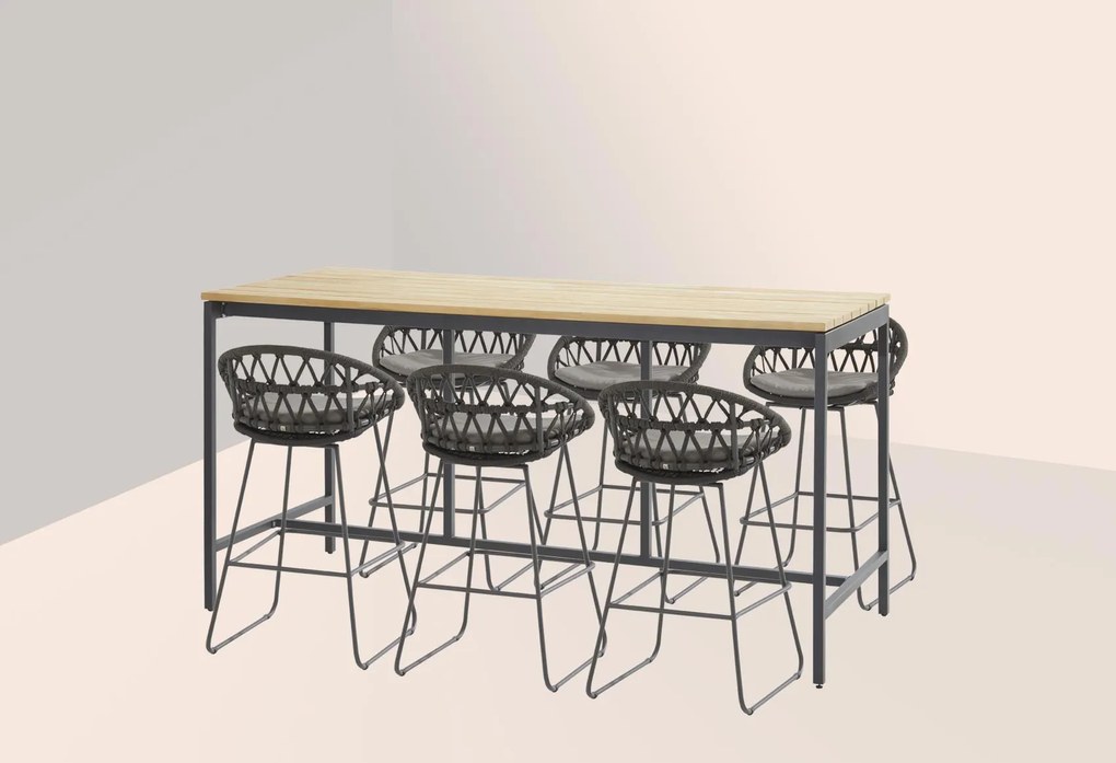 4 Seasons Outdoor Motivi bar set met Taverne bartafel 200 x 85 cm  BarsetTuinset    antraciet weerbestendig