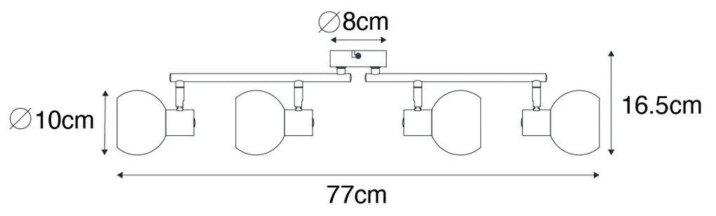 Art Deco spot goud met groen glas 4-lichts - Vidro