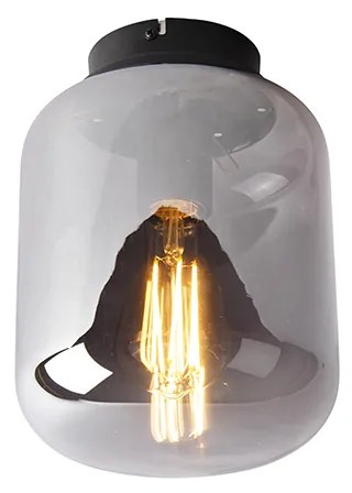 Design plafondlamp zwart met smoke glas - Bliss