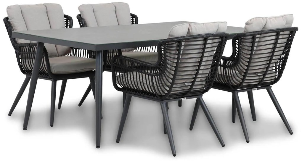 Tuinset 4 personen 180 cm Aluminium/wicker Zwart Coco Azzano/Sophia