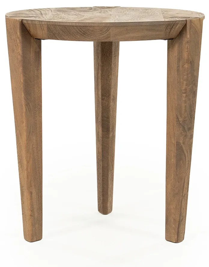 Ronde Bijzettafel Mangohout - 40 X 40cm.