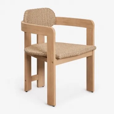Set Van 4 Tuinstoelen Met Armleuningen In Acaciahout En Synthetisch Rotan Ginara Lichte Acaciekleur - Sklum