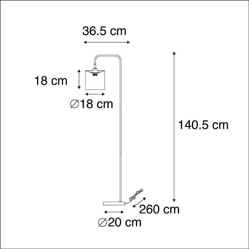 Stoffen Smart vloerlamp zwart incl. wifi A60 lichtbron - Lofty Modern E27 cilinder / rond rond Binnenverlichting Lamp