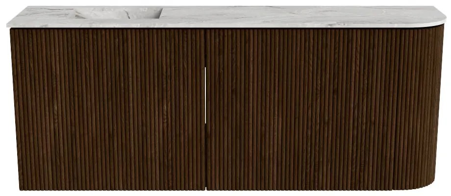Mondiaz Joya DLux 100cm toiletmeubel ronding rechts walnut met wastafel faye links 1 kraangat glace