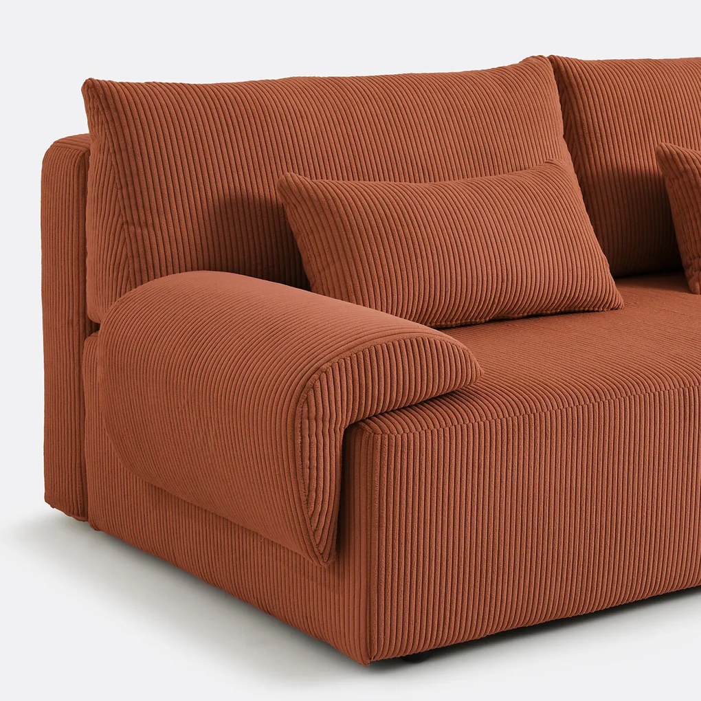 3-zits omvormbare bank met koffer, van ribfluweel, MAONA